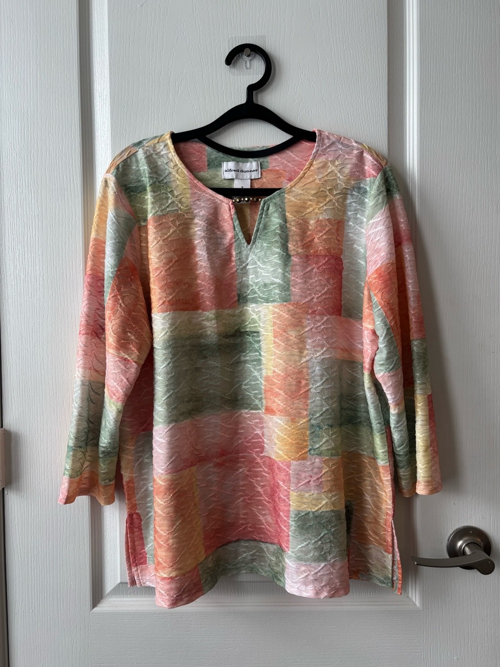 Pastel Patchwork Notch-Neck Women's Top